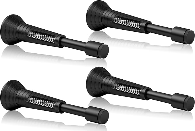 4Pcs Black Spring Door Stops, Screw in & Adhesive Door Stopper by Sckeinwg