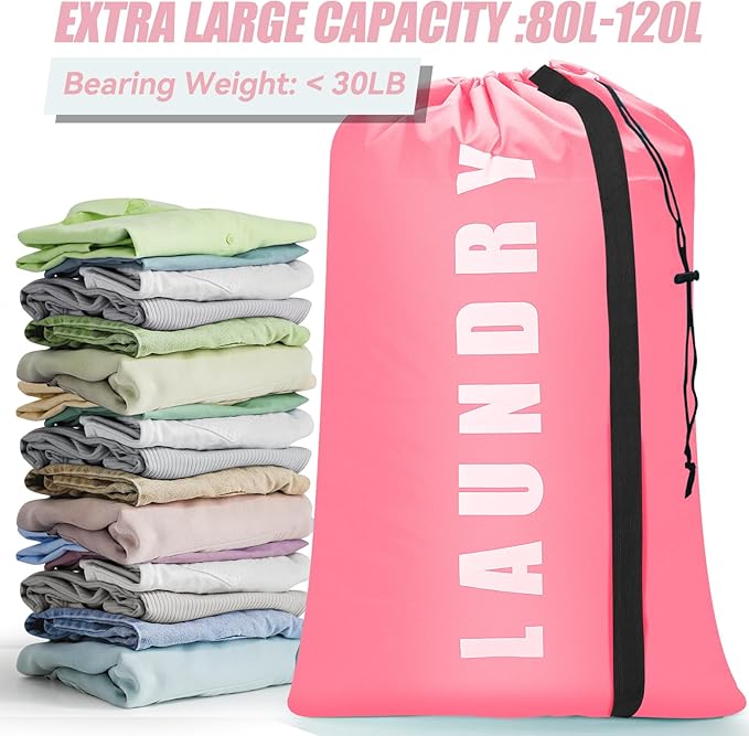 Heavy Duty Laundry Bag with Strap, 2 Pack Travel Laundry Bags - Image 4