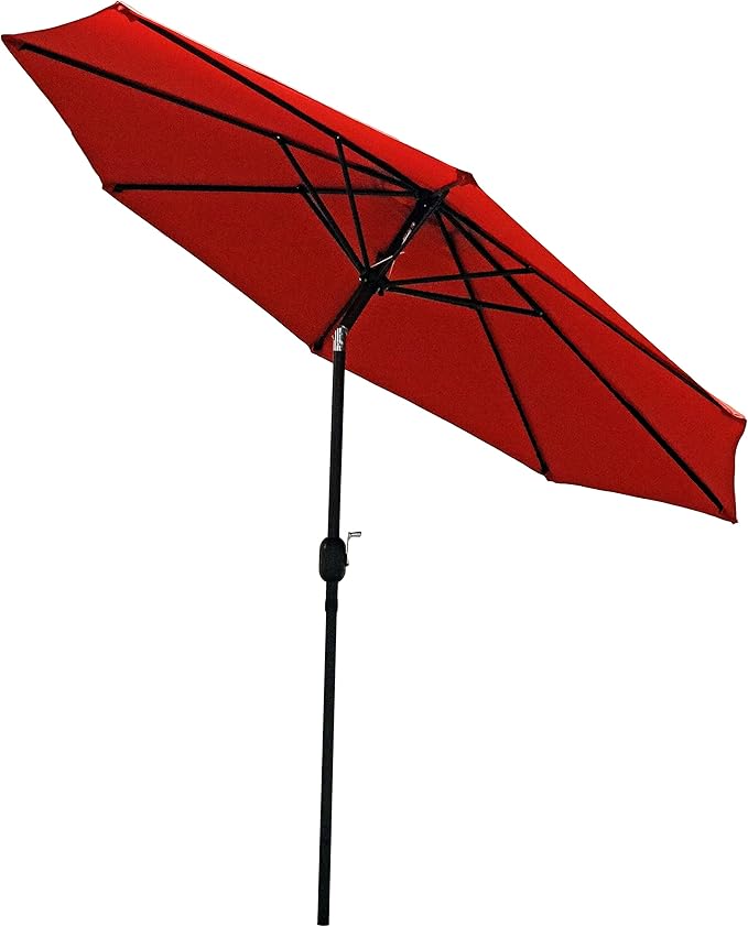 Sunnydaze Outdoor Patio Umbrella - Polyester Table Market Umbrella with Push-Button Tilt and Crank - 8 Sturdy Ribs - Burnt Orange - 9ft - Image 8