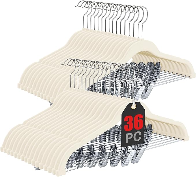 Korpai 36-Pack Beige Velvet Hangers by DoWhatYouWanttoDo