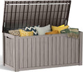180 Gallon Resin Deck Box, Lockable Patio Outdoor Storage Box for Furniture, Garden Tools and Tools Storage, Waterproof Outside Storage Boxes - Grey by OutdoorLivingPerfected