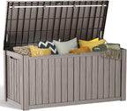180 Gallon Resin Deck Box, Lockable Patio Outdoor Storage Box for Furniture, Garden Tools and Tools Storage, Waterproof Outside Storage Boxes - Grey by OutdoorLivingPerfected