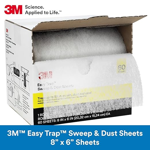 3M Easy Trap Sweep and Dust Sheets, 1 Roll of 60 8" x 6" Sheets, Disposable - Image 2