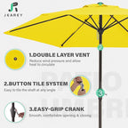 JEAREY 7.5FT Patio Umbrella Market Table Umbrella with 6 Sturdy Ribs, Push Button Tilt/Crank Outdoor Umbrella for Garden, Deck, Backyard, Pool and Beach,Yellow - Image 4