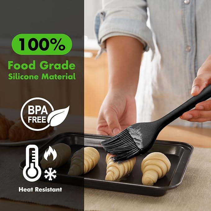 HOTEC 600℉ Heat Resistasnt Basting Brushes, BPA Free Silicone Pastry Brush - Image 3