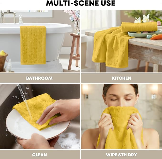Artoid Mode 1 Pc Yellow 3D Rabbit Jacquard Easter Hand Towels - Image 6