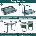 FEED GARDEN Garden Kneeler and Seat, Upgraded Foldable Gardening Stool with 10.23" Wide Kneeling Pad, Heavy Duty Gardening Bench Chair with 2 Tool Pouches, Gardening Gifts for Seniors Mom Women Men - Image 4