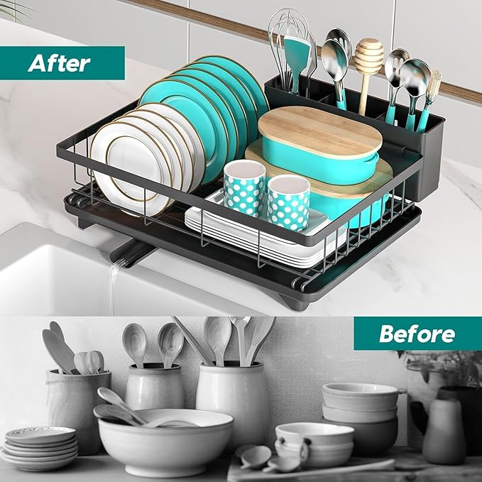 MERRYBOX Dish Drying Rack Large Capacity 2 Tier Dish Drying Rack - Image 8