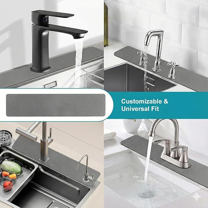 Customizable Faucet Mat for Kitchen Sink: 30"L x 5.5"W DIY Cuttable Bathroom - Image 4