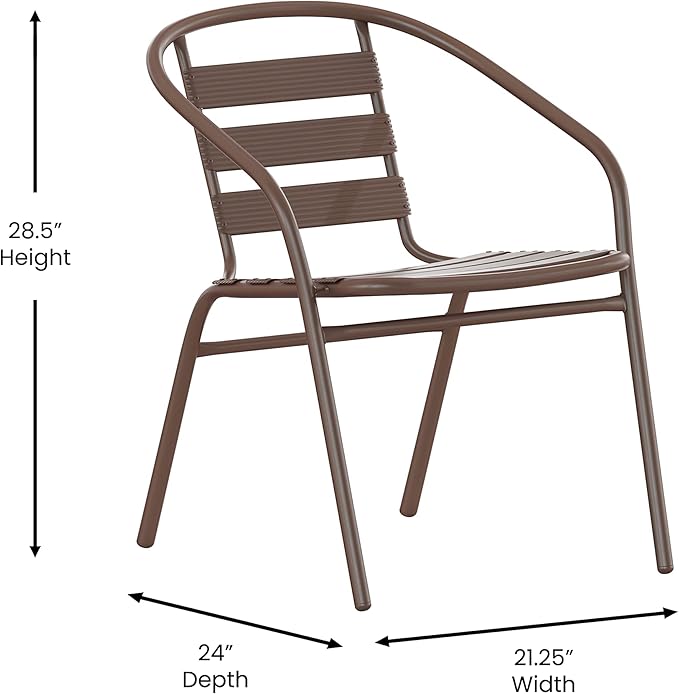 Flash Furniture Lila Bronze Metal Restaurant Stack Chair with Metal Slats - Image 3