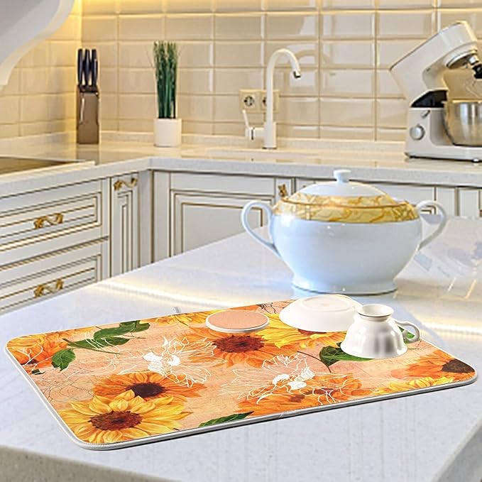 Super Absorbent Dish Drying Mat, Microfiber Fast-Drying Dish Mat, Kitchen Dish - Image 6