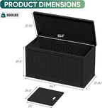 JUMMICO 160 Gallon Resin Outdoor Storage Deck Box with Divider, Waterproof Storage Box&Bench with Lockable Lid for Garden Tools, Pools Supplies (Black) - Image 4
