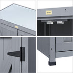 HABAU Outdoor Storage Cabinets Weatherproof for Patio, Garden Work Bench with Shelves & Metal Tabletop, Wooden Potting Table Workstation - Image 5