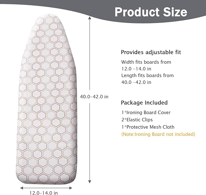 SheeChung 14"x42" Over The Door Ironing Board Cover and Pad, Thick Iron Covers - Image 2