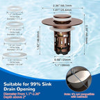 Hibbent 3 Pack 3 in 1 Bathroom Sink Drain Strainer, Universal Pop Up Stopper - Image 6