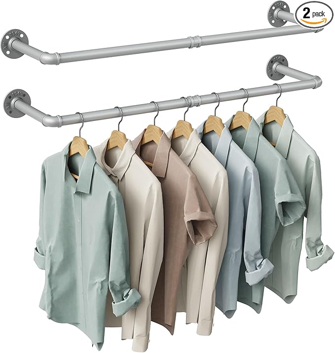 OROPY Industrial Pipe Clothes Rack Wall Mounted Set of 2, 38.4 inches Heavy by OROPY
