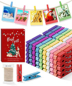 Mini Clothes Pins for Photo, Small Colored Clothespins 100 Pack Wooden Rainbow by SFSOONEAT