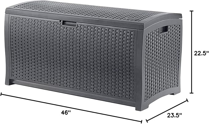 Suncast Outdoor Storage Box - 73 Gallon Cyberspace Resin Wicker Deck Box with Lockable Lid, Outdoor Storage Bin for Patio Cushions, Shoes, Pool & Garden Gear, Made in USA - Image 9