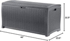 Suncast Outdoor Storage Box - 73 Gallon Cyberspace Resin Wicker Deck Box with Lockable Lid, Outdoor Storage Bin for Patio Cushions, Shoes, Pool & Garden Gear, Made in USA - Image 9