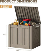 JUMMICO 42 Gallon Deck Box Waterproof, Resin Outdoor Storage Box with Side Handles, Outdoor Storage Benches Lockable for Patio Cushions and Garden Tools (Light Brown) - Image 3