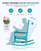 SERWALL Oversized Outdoor Rocking Chair, All-Weather Patio Rocking Chair, HDPE Porch Rocker for Adults, Aruba Blue - Image 5