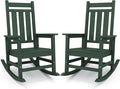 KINGYES Oversized Outdoor Rocking Chair Set of 2, All-Weather Patio Rocking Chairs for Porch, HDPE Outdoor Patio Rockers with High Back & Wide Seat for Garden, Lawn, Green by KINGYES