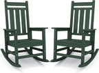 KINGYES Oversized Outdoor Rocking Chair Set of 2, All-Weather Patio Rocking Chairs for Porch, HDPE Outdoor Patio Rockers with High Back & Wide Seat for Garden, Lawn, Green by KINGYES