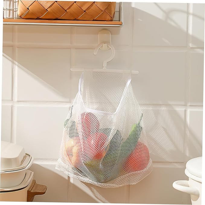 2pcs Mesh Bag with Hook Hanging Laundry Bags Multi-functional Mesh Bags - Image 2