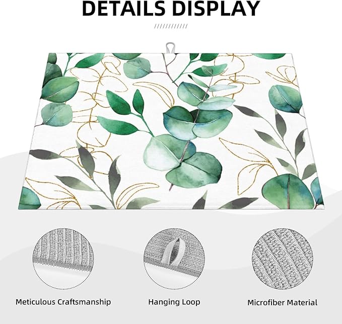 Green Leaves Dish Drying Mat 18x24 - Image 3