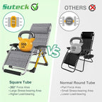 Suteck Oversized Zero Gravity Chair,33In XXL Outdoor Recliner Chair w/Removable Cushion&Headrest, Camping Lounge Chair w/Upgraded Lock&Footrest, Reclining Patio Chairs for Indoor Outdoor,500LBS - Image 6