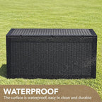 Devoko 95 Gallon Deck Box Large Resin Outdoor Storage Box, Waterproof and UV Resistant Lockable for Outdoor and Patio, Large Storage Cabinet for Patio Furniture, Garden Tools and Pool Supplies, Black - Image 4