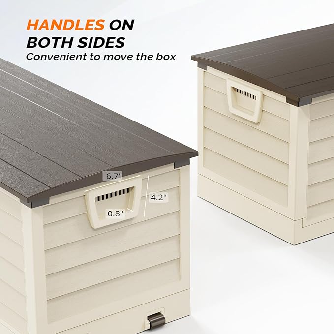 VINGLI 75 Gallon Collapsible Outdoor Storage Box, Simple-to-assemble Plastic Storage Containers with Lid, Patio Deck Box Furniture for Garden, Pool, Balcony, Yard (Coffee) - Image 5