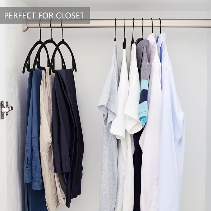 MIZGI Premium Velvet Hangers 60 Pack Heavyduty- Non Slip No Shoulder Bump Suit - Image 7