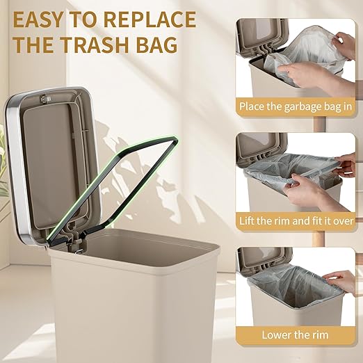 Small Bathroom Trash Can with Lid and 3 Rolls Trash Bags, Step Pedal - Image 4