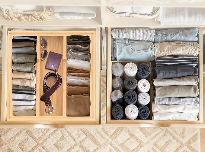 Bamboo Expandable Kitchen Drawer Organizer, 3-5 Slots Drawer Organizer - Image 9
