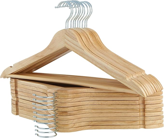 ELONG HOME Solid Wooden Hangers 20 Pack, Wood Suit Hangers by ELONGHOME