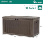 YITAHOME 90 Gallon Large Deck Box with Side Handles, Outdoor Double-Wall Storage for Patio Furniture Cushions, Garden Pool Accessories, Waterproof & Lockable - Image 7