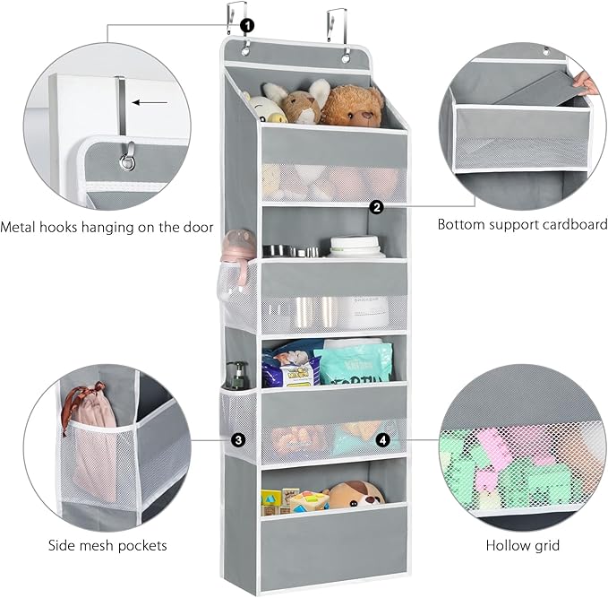 Univivi 4-Shelf Door Hanging Organizer Baby Door Storage Wall Mount Storage - Image 4
