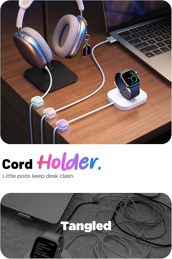 Cable Clips, 8 Pack Cord Holder Cord Organizer Spring Cord Clips Phone Charger - Image 2