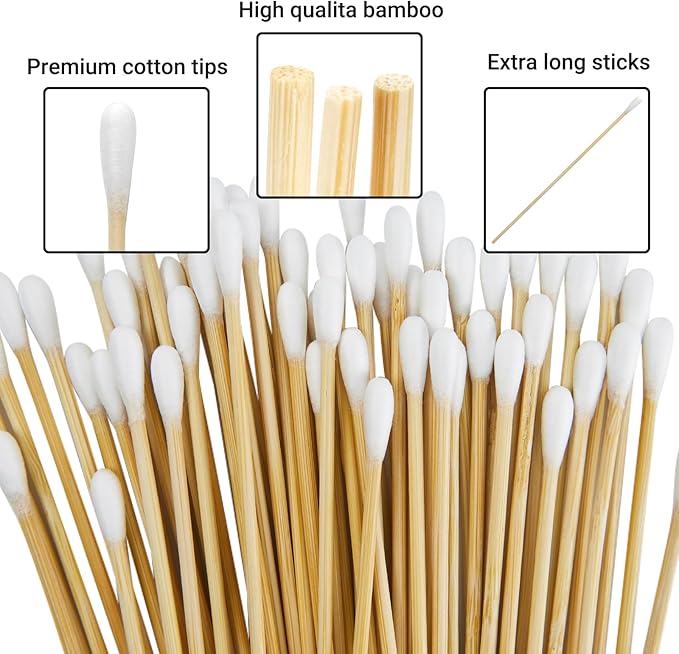 500/1000 Count 6'' Long Round/Pointed Cotton Swabs Durable Stem, Lint- Free Gun - Image 2