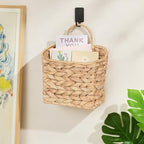 Set of 2 Hanging Basket, Wicker Wall Basket Natural Water Hyacinth, Hanging - Image 3