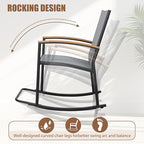 Shintenchi 3 Piece Outdoor Rocking Bistro Set, Textilene Fabric Small Patio Furniture Set, Front Porch Rocker Chairs Conversation Set with Table for Lawn, Garden, Balcony, Poolside (Light Gray) - Image 2