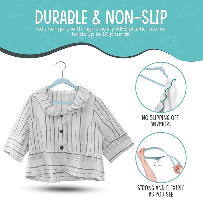 50 Premium Kids Velvet Hangers - Image 4