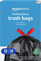 Amazon Basics 30 Gallon Multipurpose Drawstring Trash Bags, 20% Post Consumer by AmazonBasics