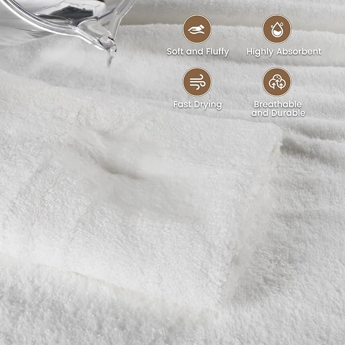 SEMAXE White Bath Towel for Bathroom, 100% Cotton Towel - Image 3