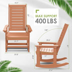 GREENVINES Outdoor Rocking Chairs | Set of 2 | Porch Rocker | HDPE Plastic | Teak | Oversized Rockers | High Back | Big & Tall | Ladder Back | for Patio Outside Backyard Balcony Garden - Image 3