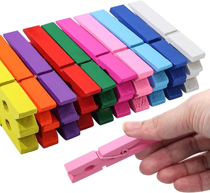 Bivethoi 2.9 Inch Clothes Pins, Colored Wooden Clothespins by Bivethoi
