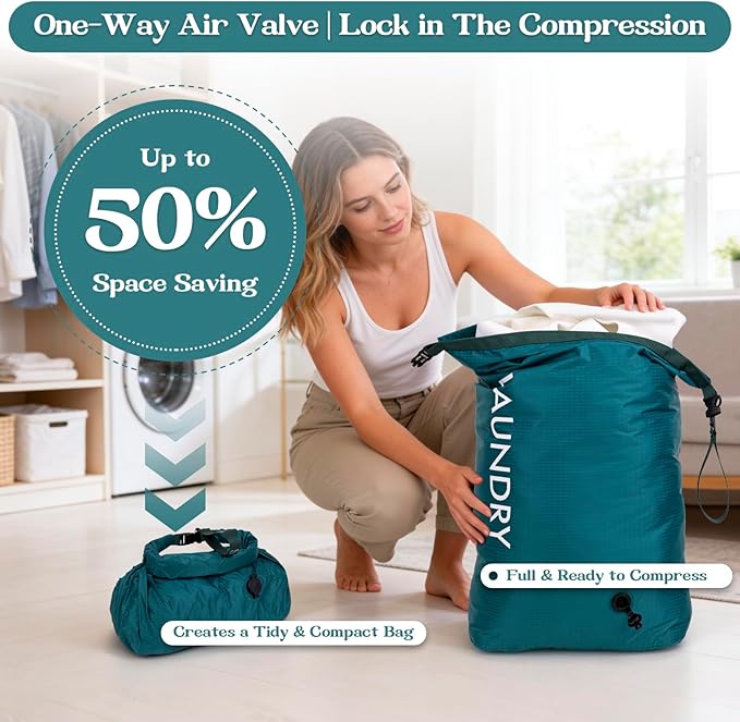 Travel Laundry Bag, Vacuum Compression Dirty Clothes Travel Bag, Waterproof - Image 4