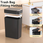 3 Pack Bathroom Trash Can 2.6 Gallon Small Touchless Automatic Motion Sensor - Image 5