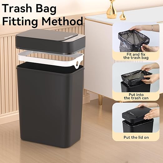 3 Pack Bathroom Trash Can 2.6 Gallon Small Touchless Automatic Motion Sensor - Image 5